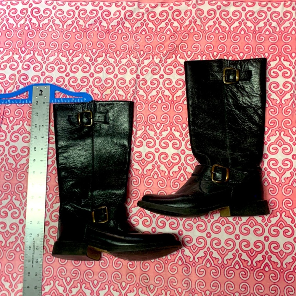 Black leather pull on riding boot style boots. Like new. Goes with everything!